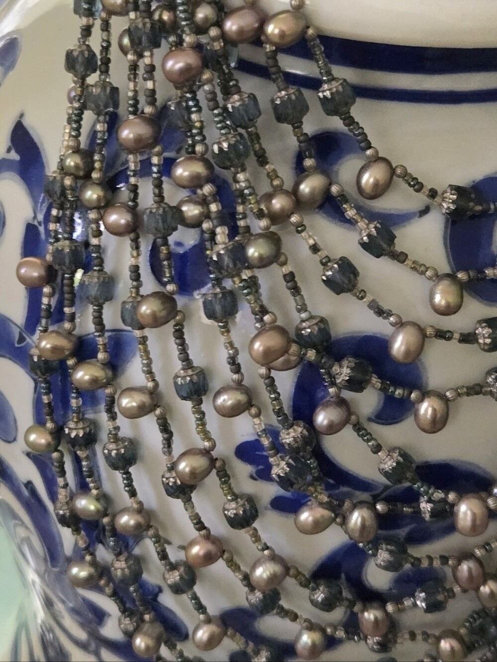 Artisan Multi Strand Freshwater Pearl Statement Necklace Boho Estate Art - Picture 16 of 16